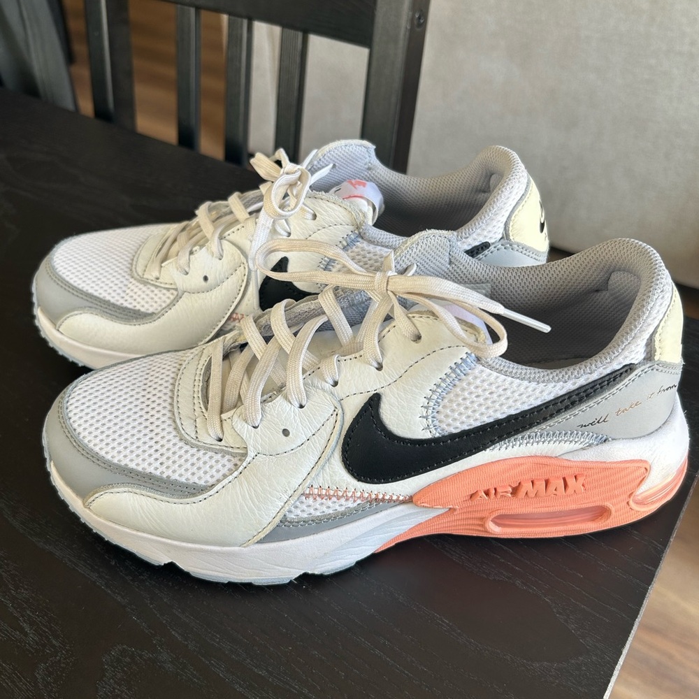 Women’s Nike Air Max Excee White Gray Coral Athletic Shoes